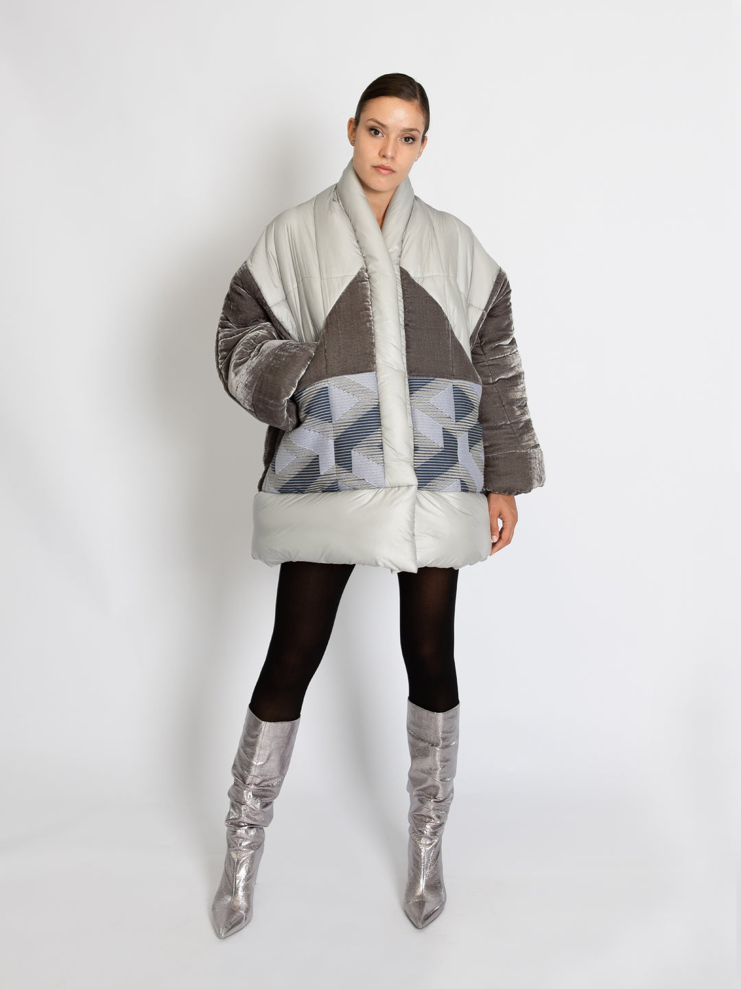 Puffer Jacket 4 Forms - Geometric Grey