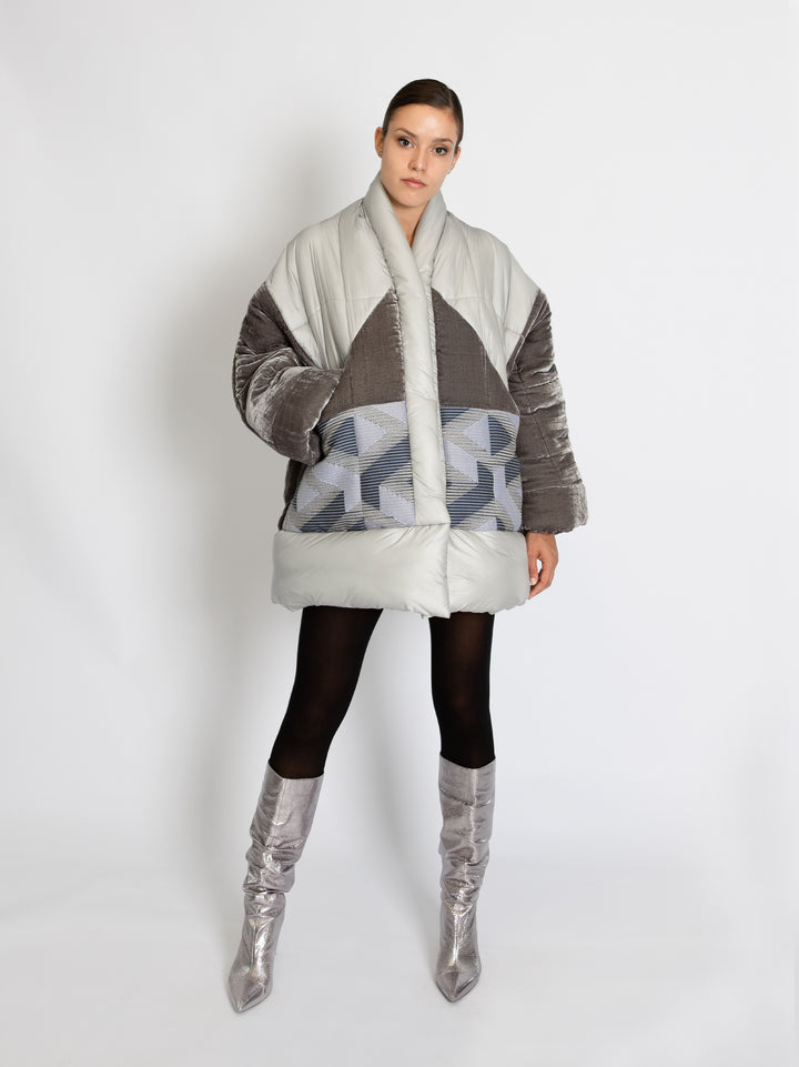 Puffer Jacket 4 Forms - Geometric Grey