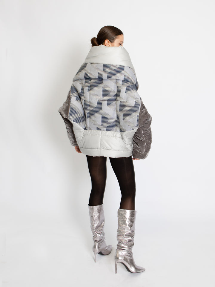 Puffer Jacket 4 Forms - Geometric Grey