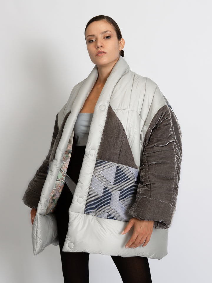 Puffer Jacket 4 Forms - Geometric Grey