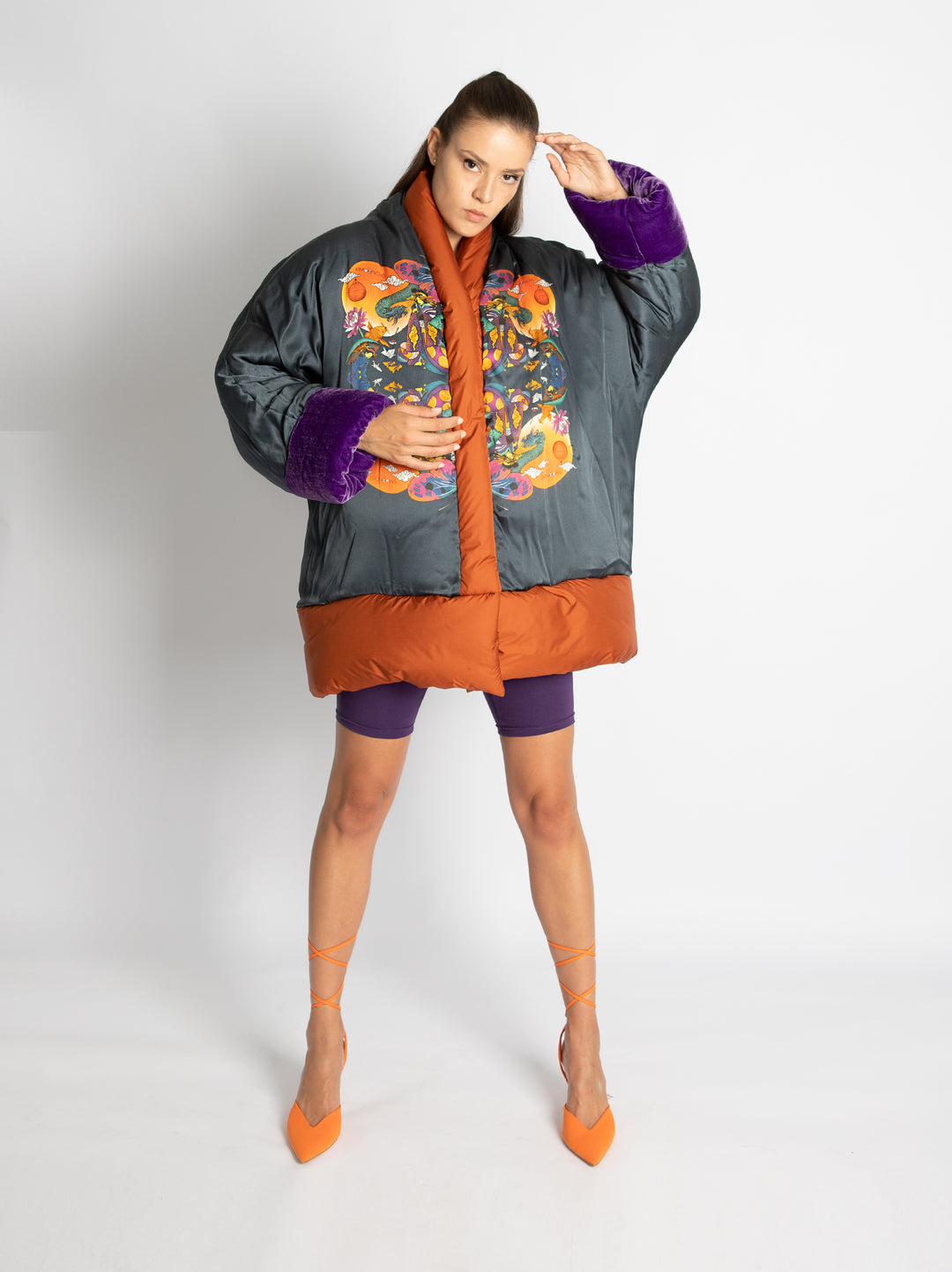 Puffer Jacket 4 Forms Purple Frame