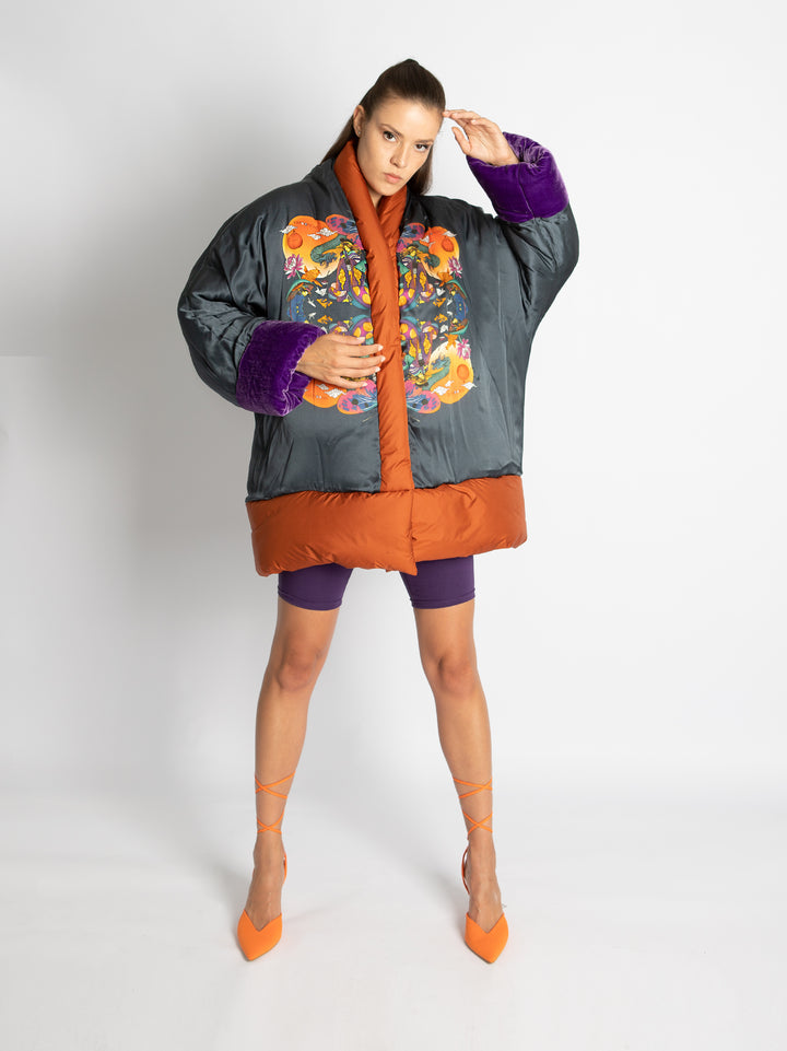 Puffer Jacket 4 Forms Purple Frame