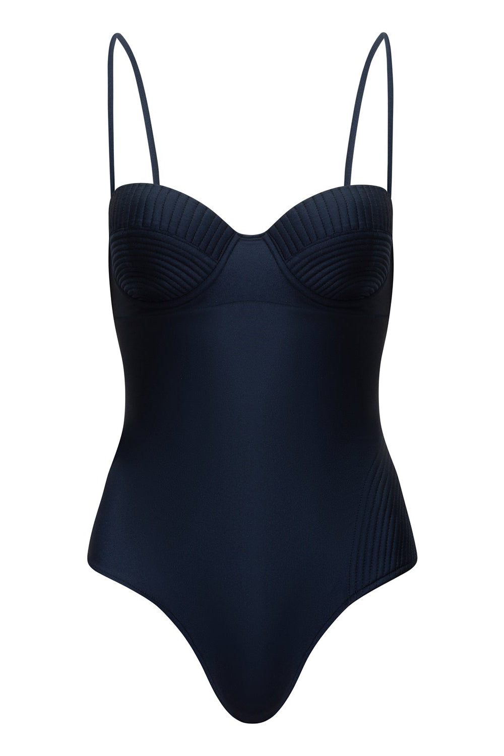Navy blue swimsuit with thin straps