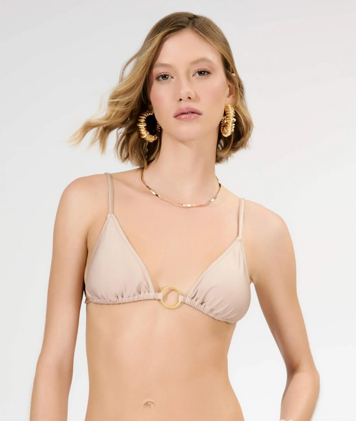 Sunset Beige Tie-Side Triangle Bikini