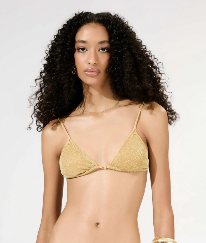 Sunset Hollywood Gold Twist Triangle Bikini Set