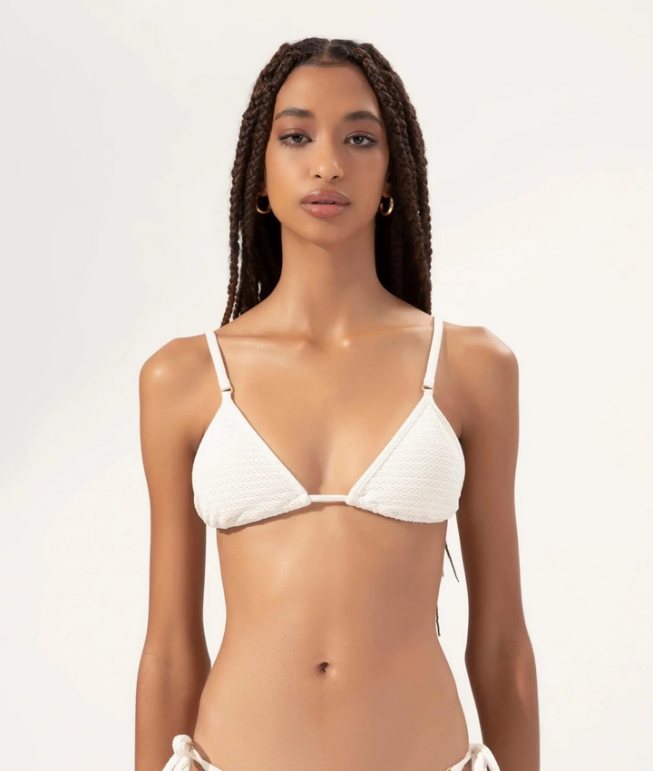 Sunset Jacquard Off-White Bias-Cut Triangle Bikini Set