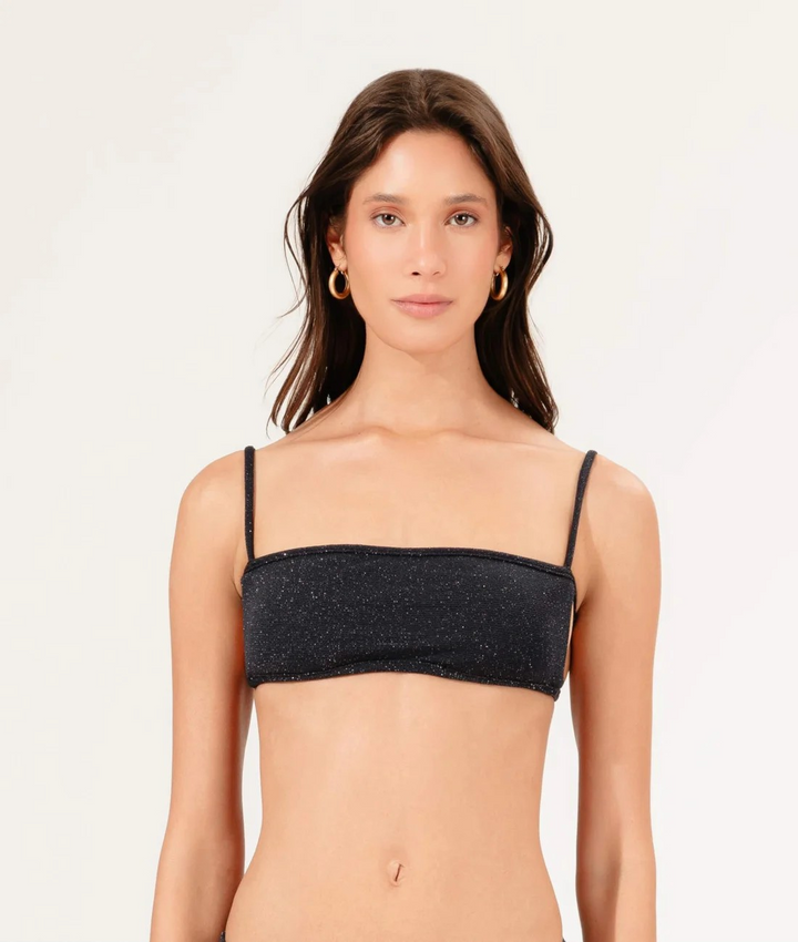 Wishes Black Shine Straight Bikini Set