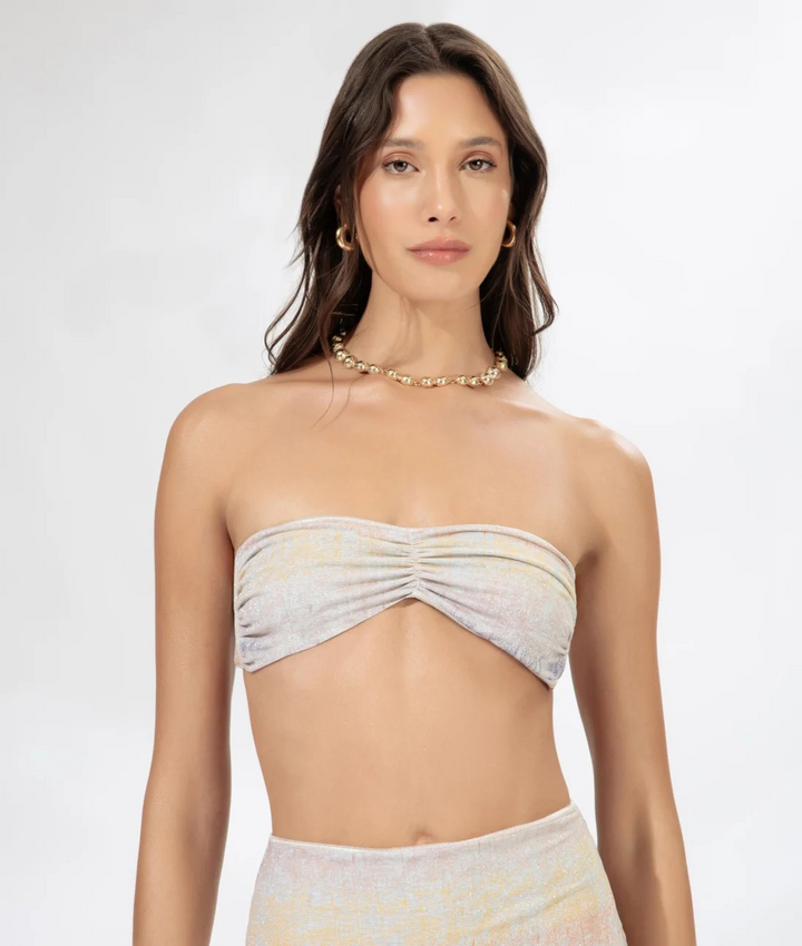 Sunset Palm Natural Twist Bandeau Bikini