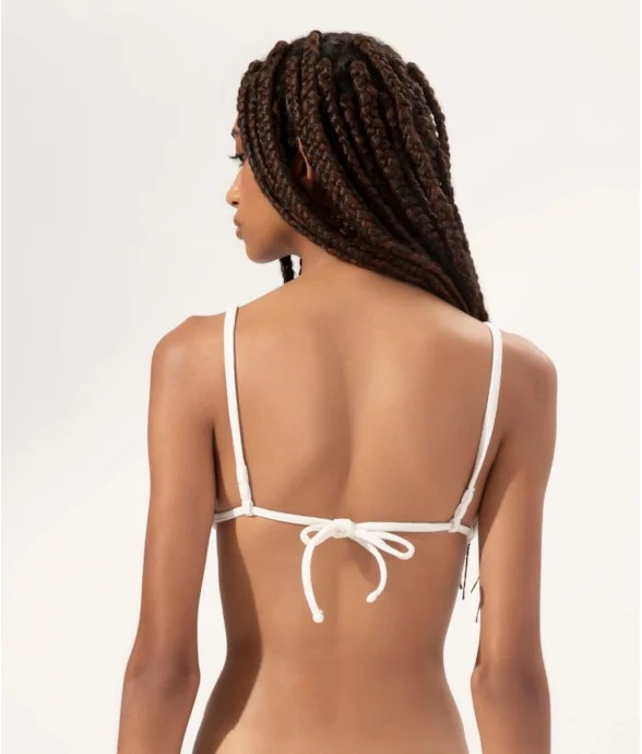 Sunset Jacquard Off-White Bias-Cut Triangle Bikini Set