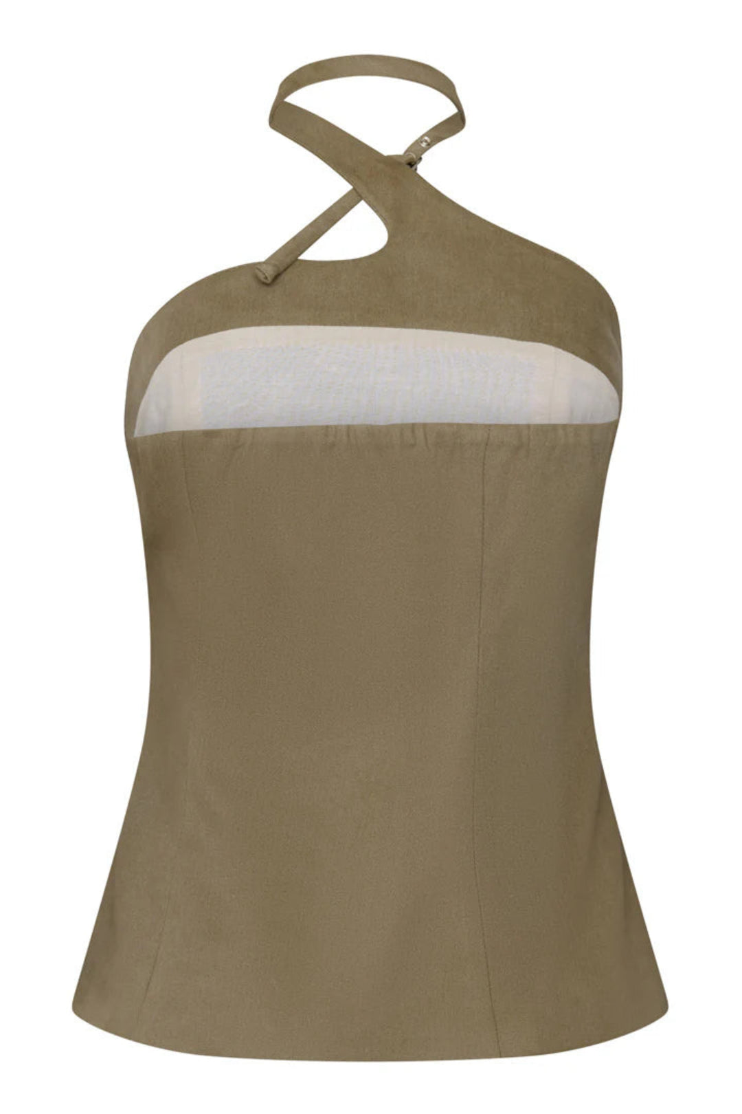 Bouclé Buckle Top Beige