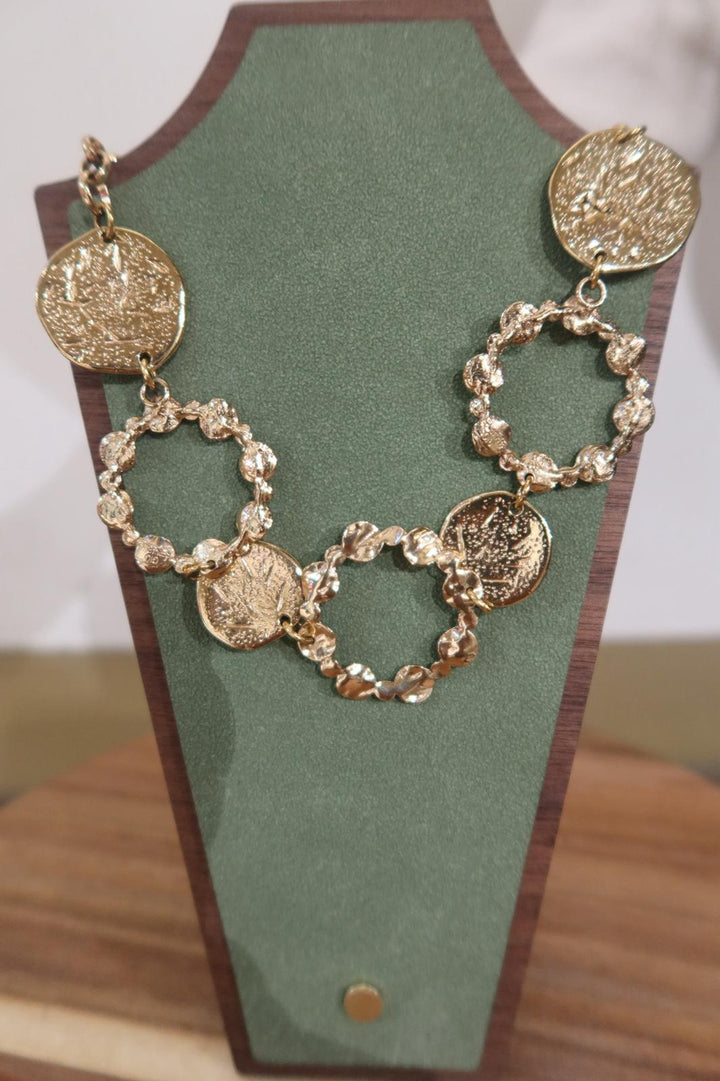 Golden Bead Necklace with Stones