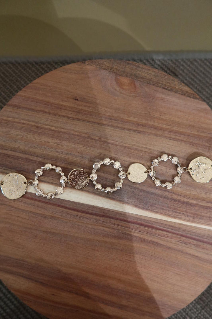 Golden Bead Necklace with Stones