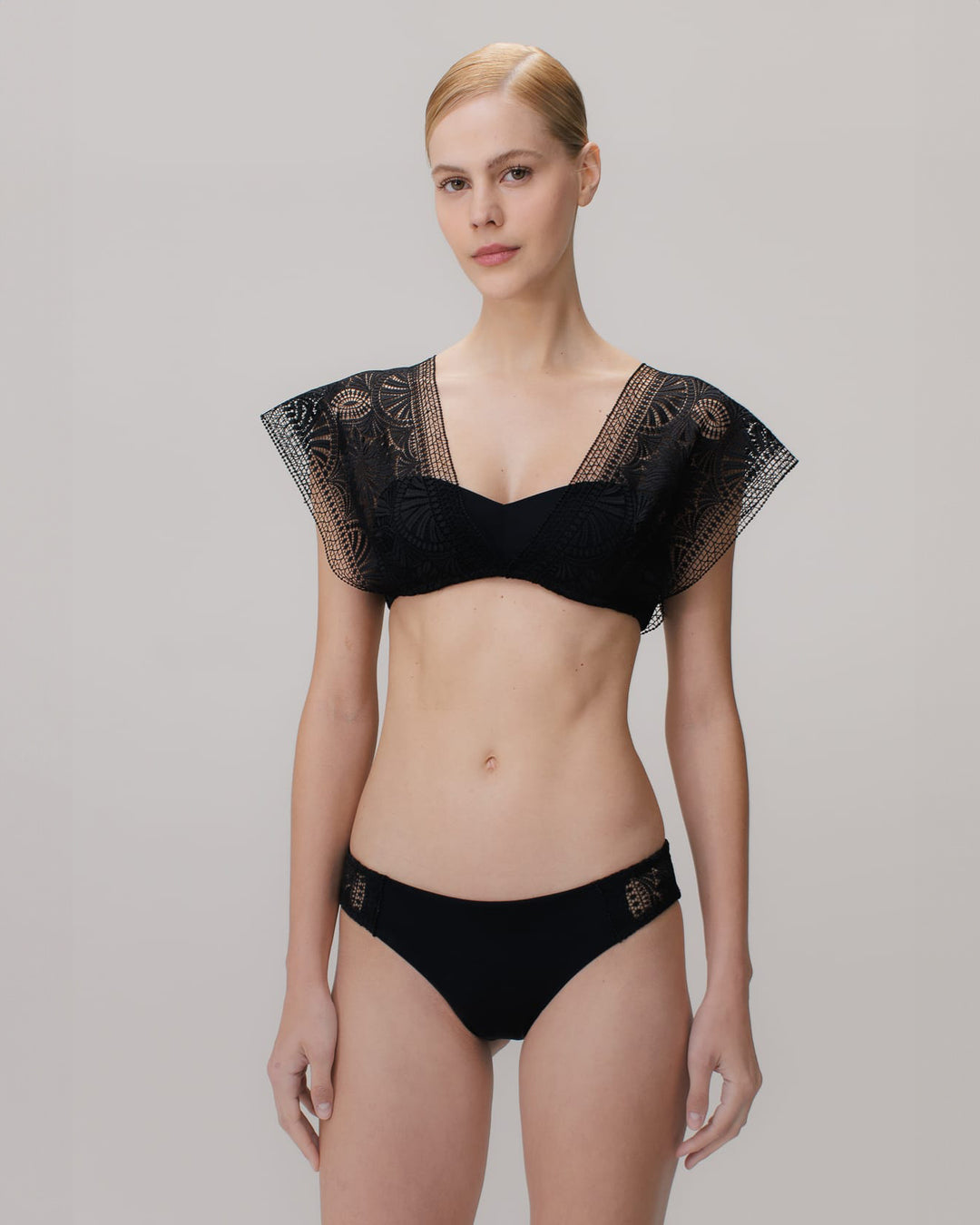 Mandala Bandeau Top + Mandala Slip Panties - Black