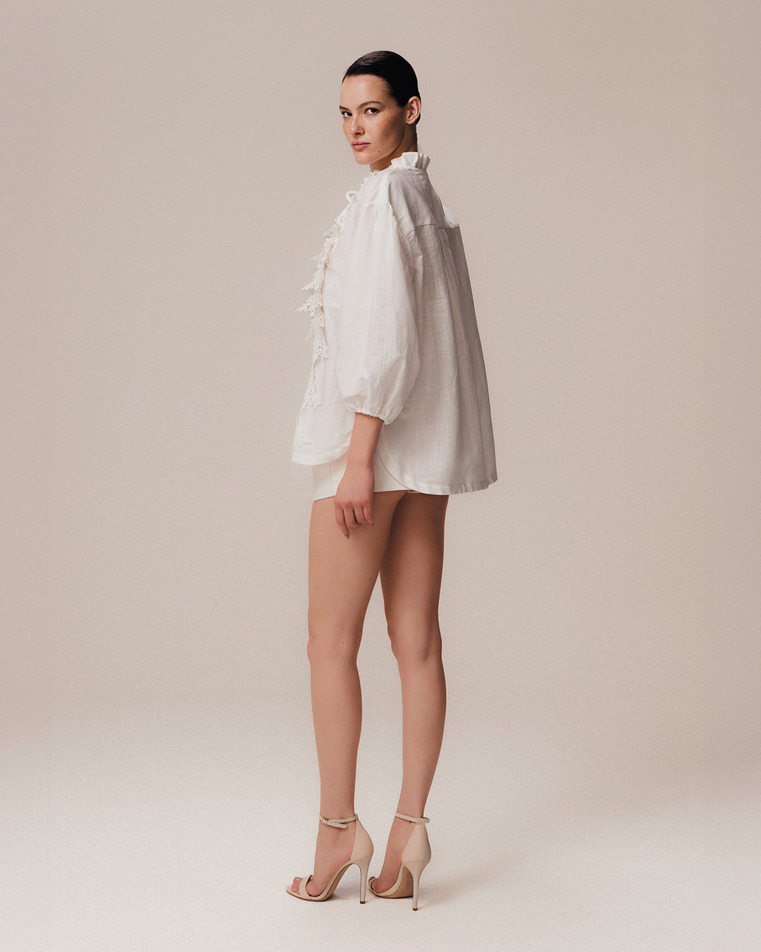 Long Sleeve Linen Shirt Off White