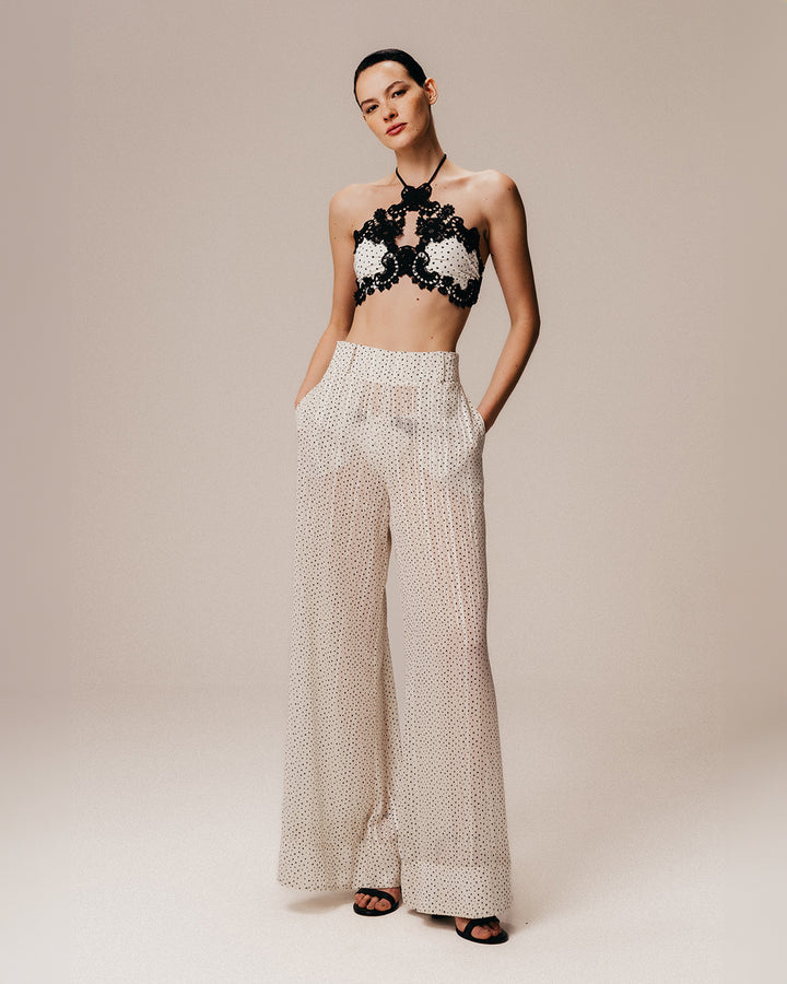 Polka Dot Georgette Palazzo Pants