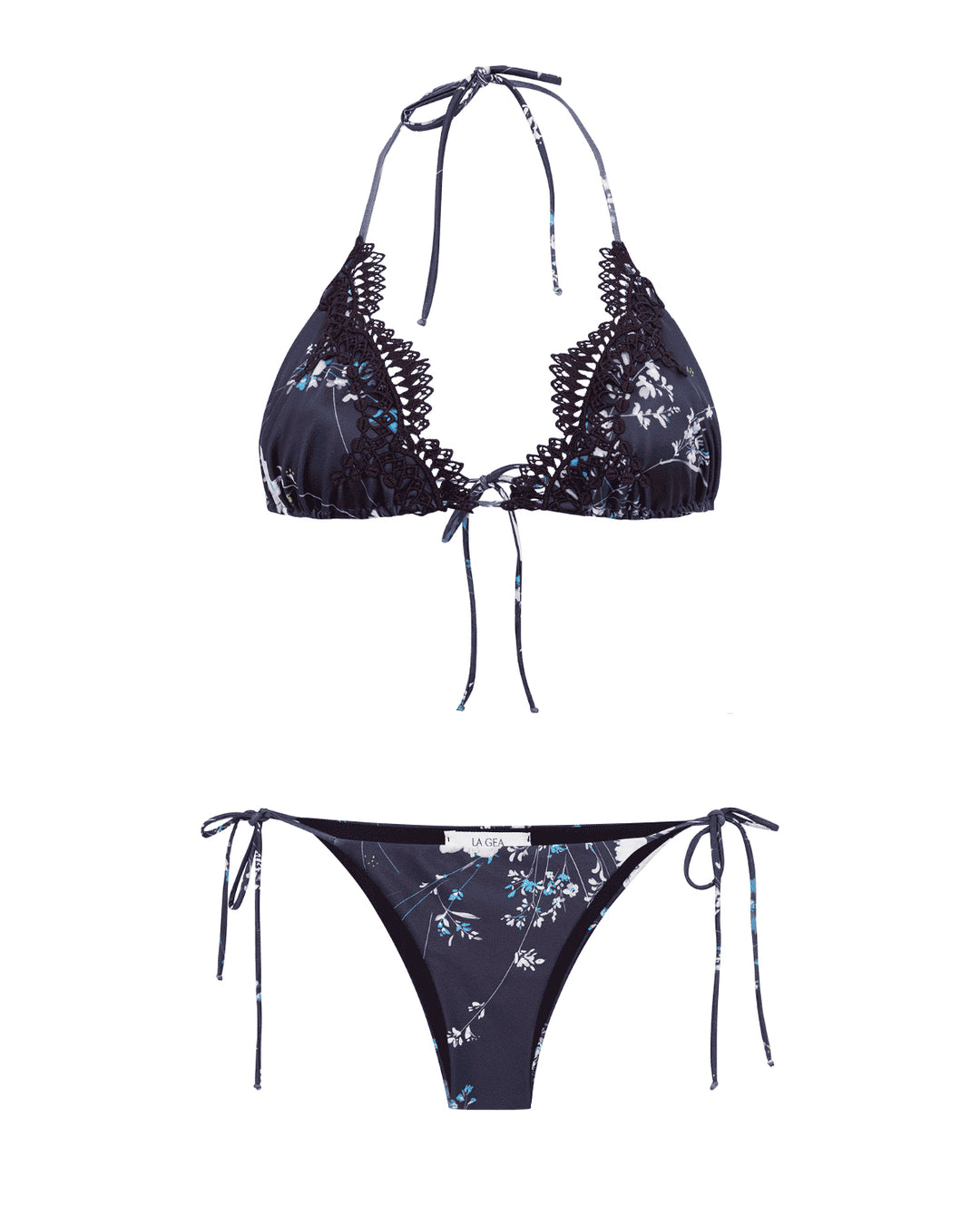 Printed Curtain Triangle Bikini Top + Printed Ties Panties