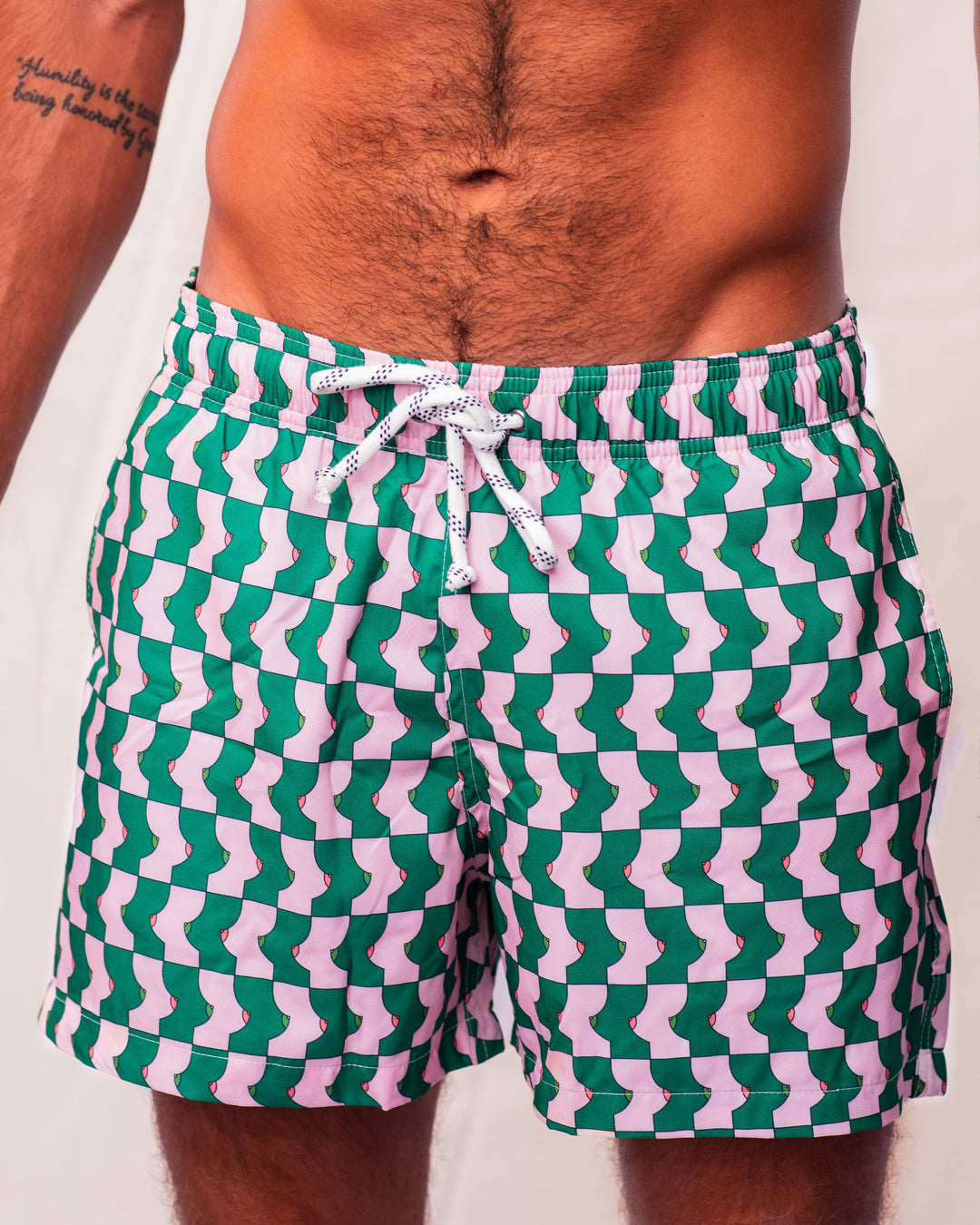 Boobies Trap Shorts - Green & Pink