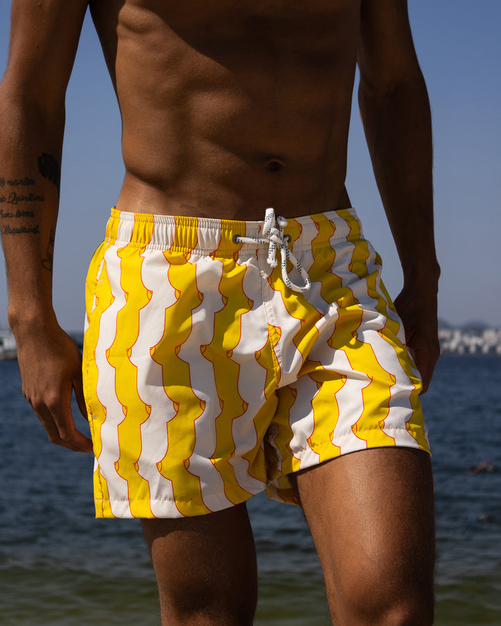 Boobies Trap Shorts - Yellow & White