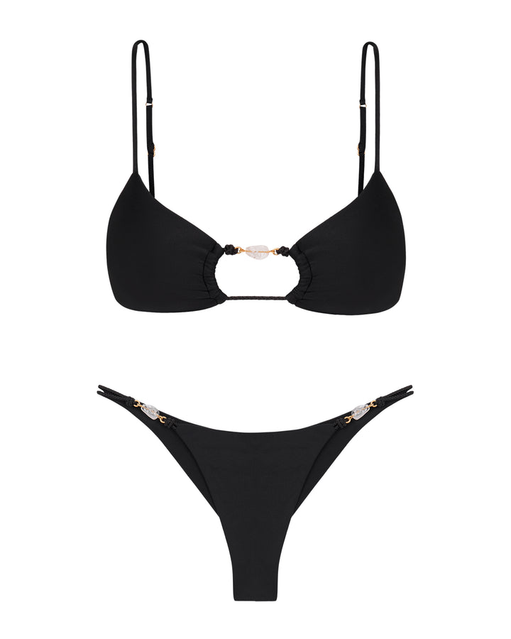 Bikini con Top Erin Ivy + Slip Ivy Cheeky Detail - Nero