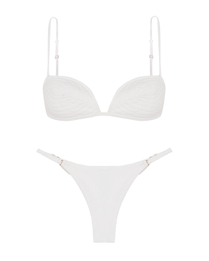 Bikini con top Gabi Emily + slip Rafa Cheeky - Bianco