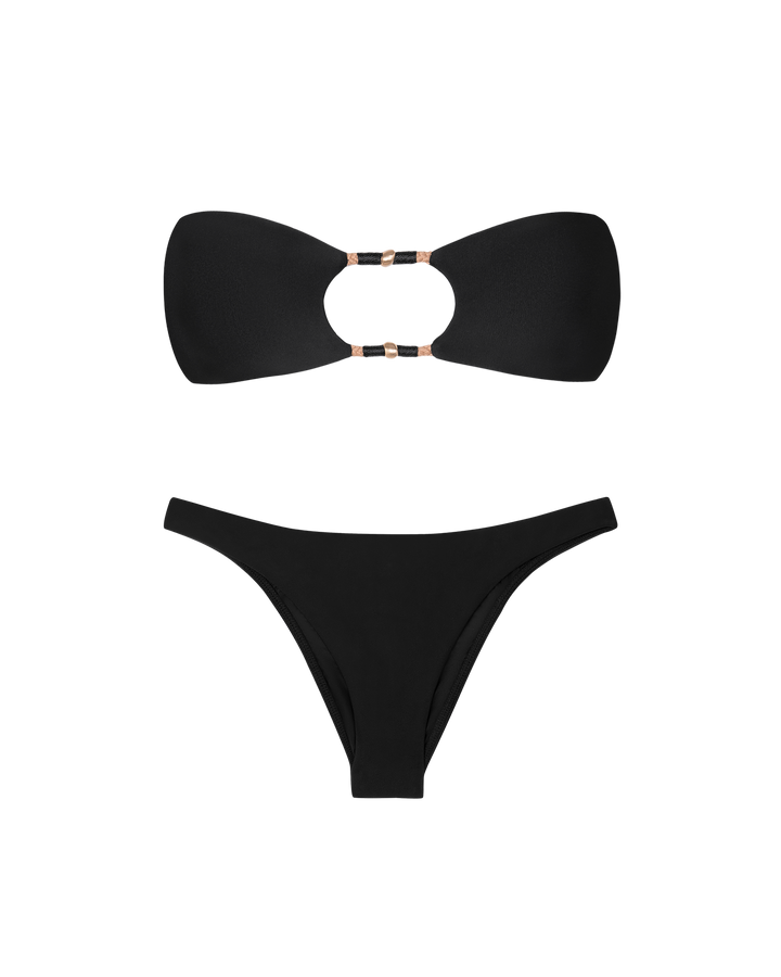 Top Bandeu Layla + Basic Brazilian Panties - Black